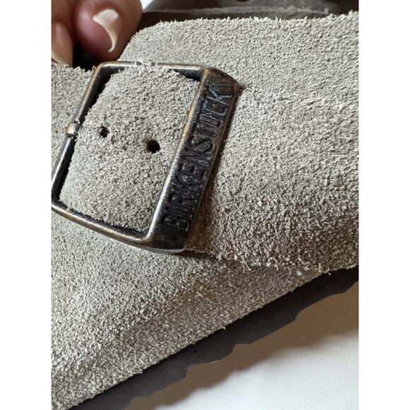 Birkenstock Boston Clogs Taupe Suede Leather Unisex Men 8 Women 10 Size 41 - Picture 12 of 13